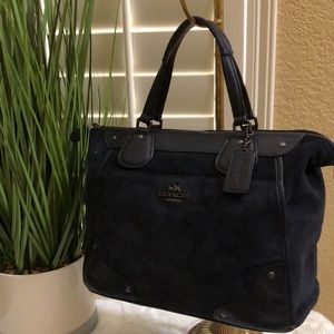 Coach Navy small suede handbag